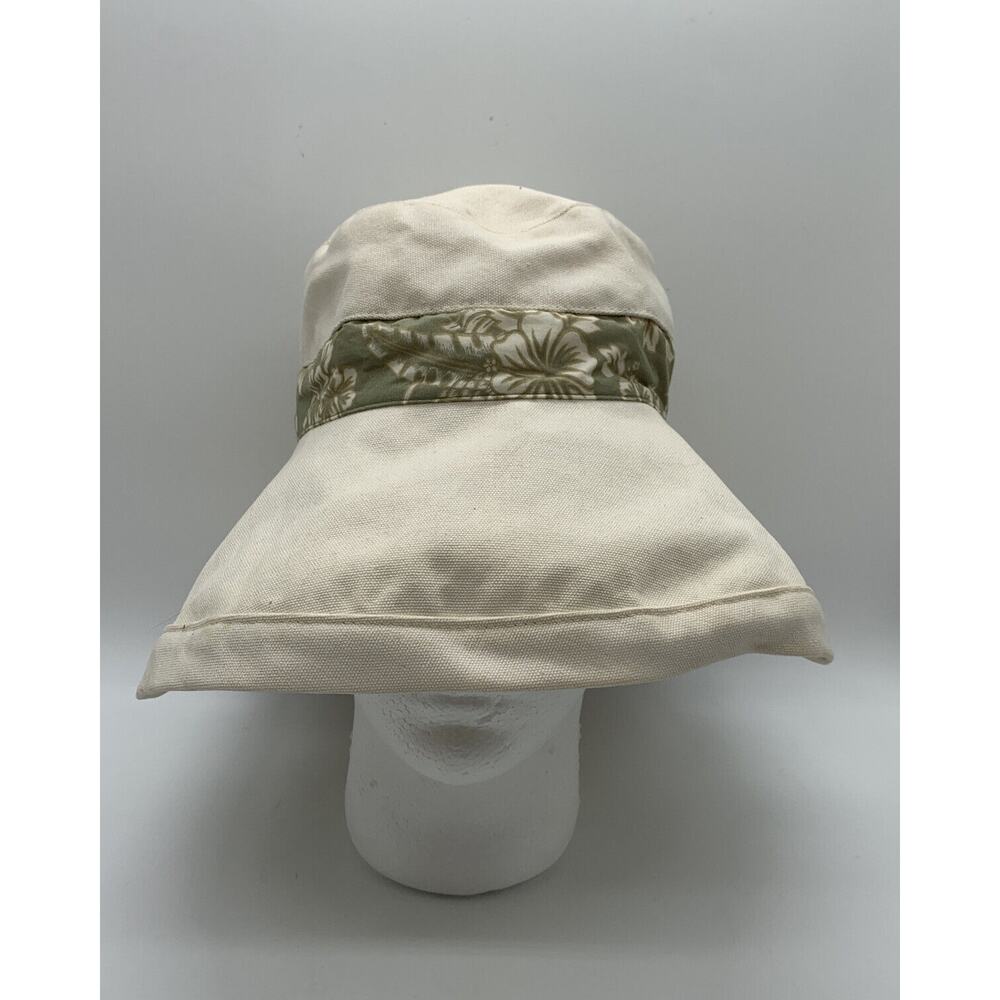 Scala Collection Ladies Canvas Draw String Hawaiian Band Bucket Hat Beach Pool